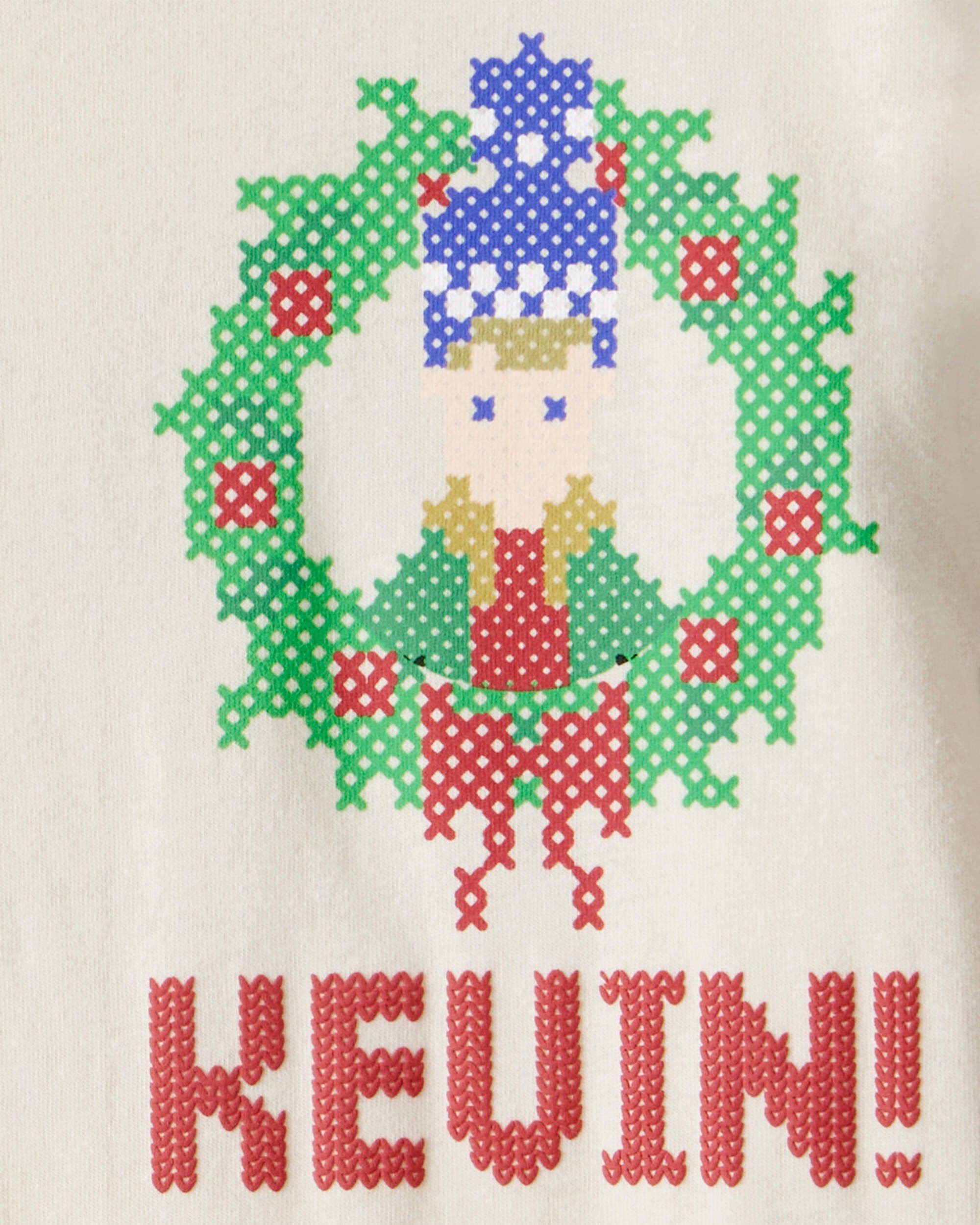 Boys Christmas Home Alone Long-Sleeve Graphic Tee - Cream