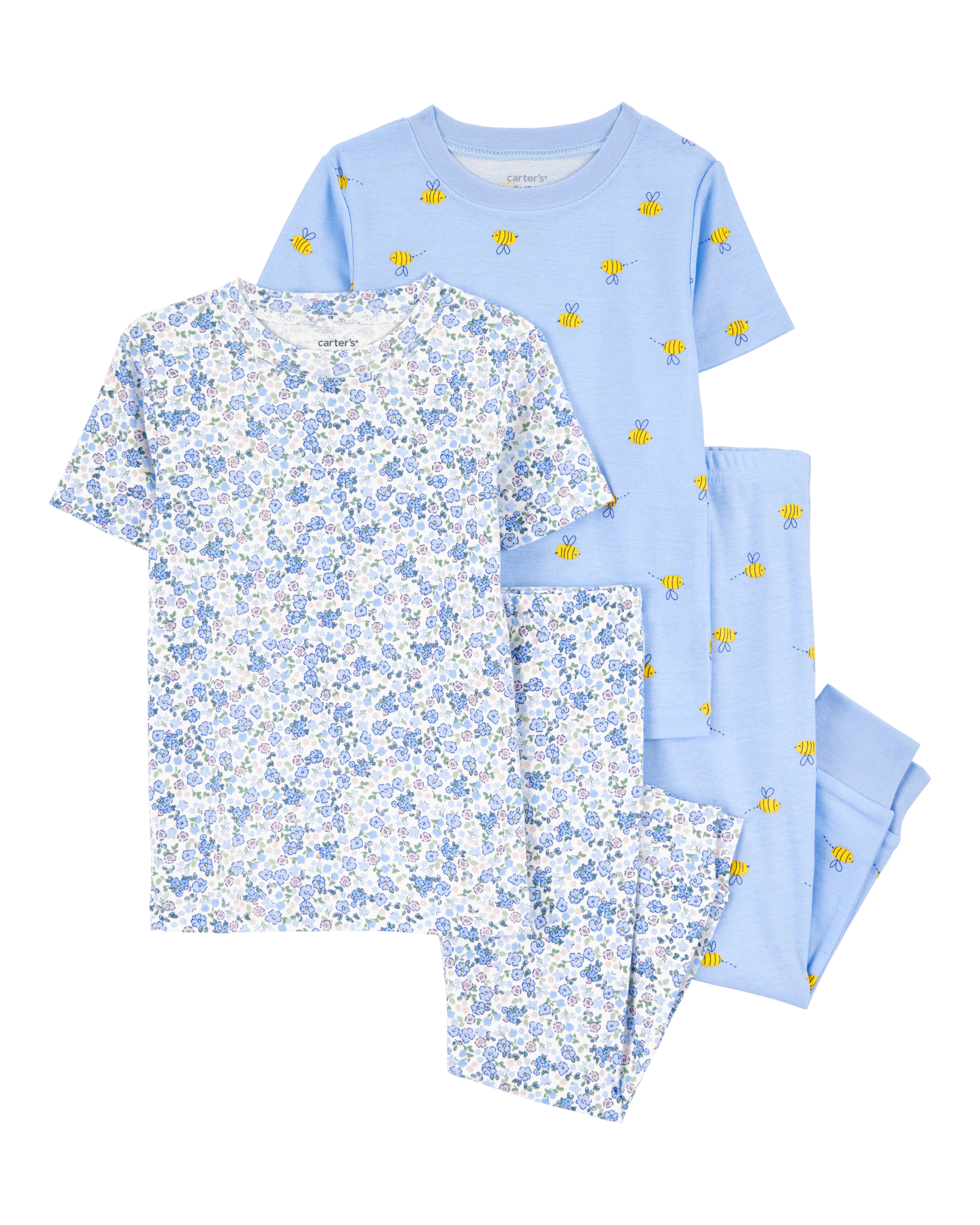 Toddler Girl 4-Piece Floral Cotton Pajamas