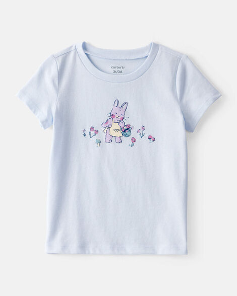 toddler girl bunny short-sleeve graphic tee - blue