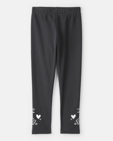 girls pull-on stretch cozy leggings - black