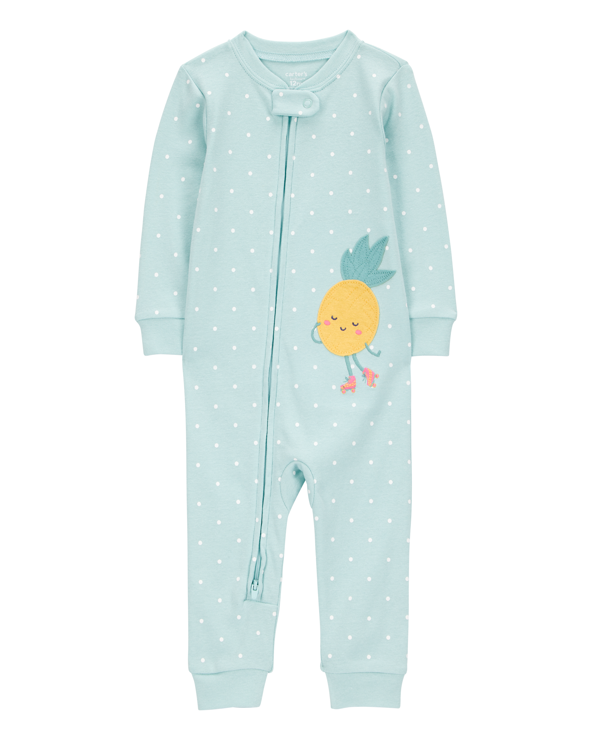 Baby Girl 1-Piece Pineapple 100% Snug Fit Cotton Footless Pajamas - Green