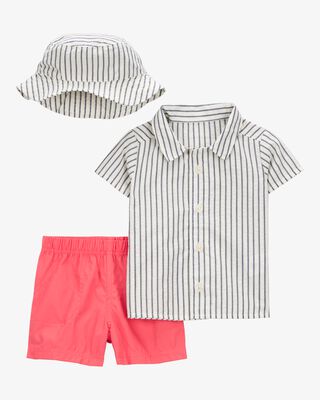 Product image 1 of Baby 3-Piece Button-Down Shirt & Short Set