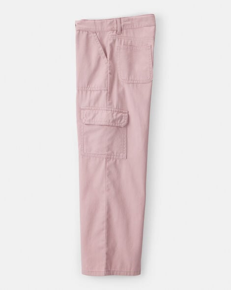Kid  High Rise Cargo Denim Jeans - Blue Wash