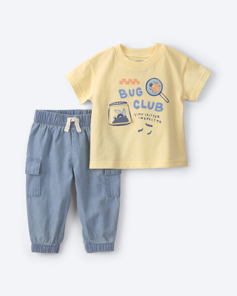 baby boy 2-piece 'bug club' top & pant set - yellow