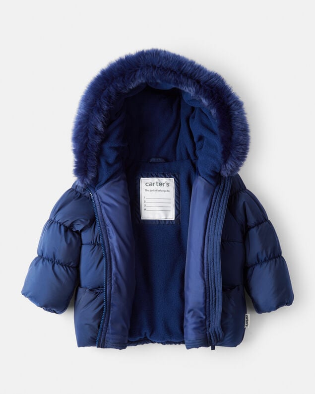 Product image 2 of Baby Girl Hooded Puffer Jacket - Navy