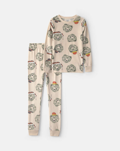 boys 2-piece bears dreamplush snug fit pajama set - tan