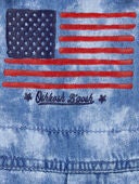 Blue - Baby Flag Print Tie Dye Shortalls - Blue, Selected