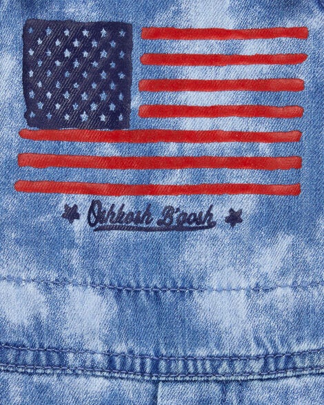  Product image 3 of Baby Flag Print Tie Dye Shortalls - Blue