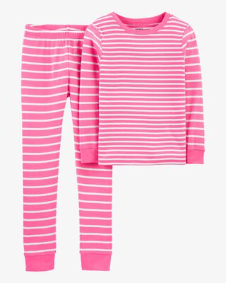 Product image 1 of Kid 2-Piece Striped Snug Fit Cotton Pajamas
