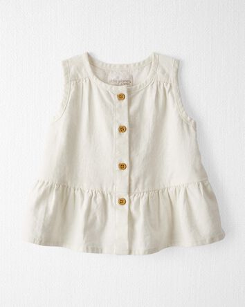 Baby Button-Front Ruffle Top Made with LENZING™ ECOVERO™ and Linen