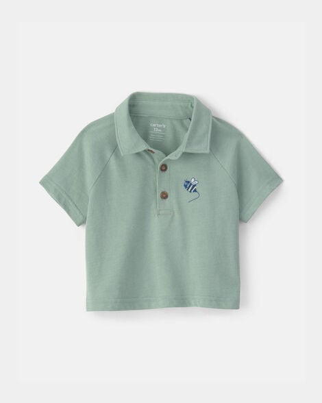 baby boy bumble bee short-sleeve polo shirt - green