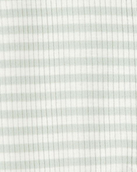  Product image 2 of Baby Boy Striped 2-Way Zip Ribbed Sleep & Play Pajamas - Green/White