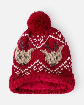 Product image 2 of Baby Boy 2-Pack Reindeer Fair Isle Winter Hat & Mittens - Red