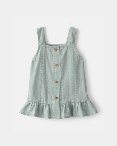 Toddler Girl Button-Down Peplum Tank Top - Green