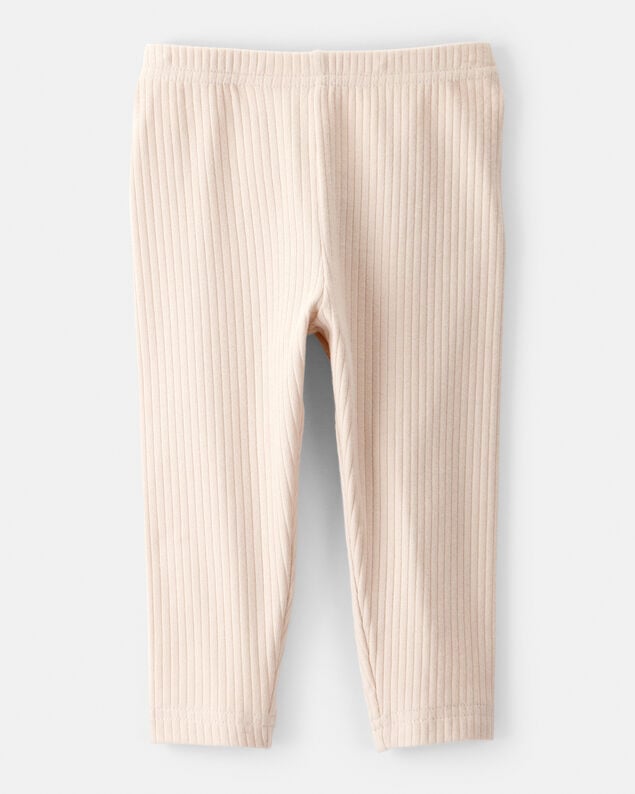 Product image 2 of Baby Girl Cotton Ribbed Stretch Leggings - Cream