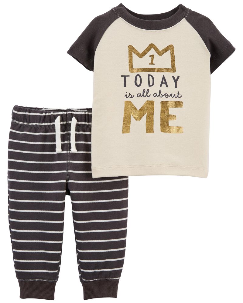 Carters 1st Birthday Shirts Baby Grey Cream 2 Piece 1st Birthday Outfit Carters Com