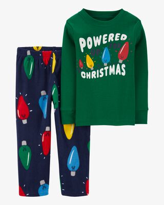 Product image 1 of Toddler 2-Piece Christmas Lights Cotton & Fuzzy Pajamas
