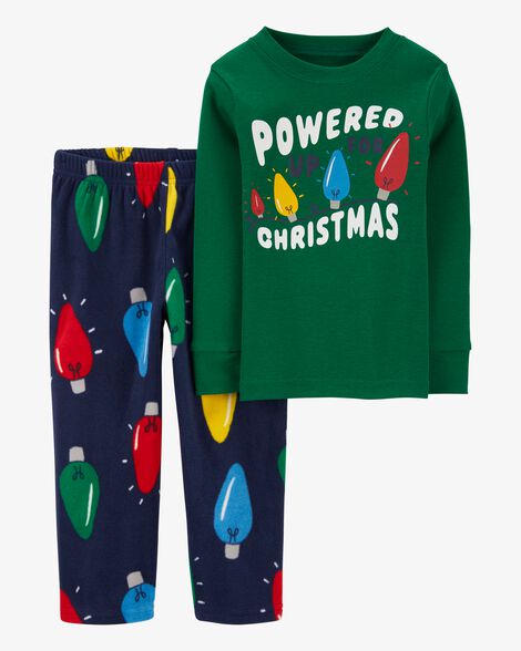  Product image 1 of Toddler 2-Piece Christmas Lights Cotton & Fuzzy Pajamas