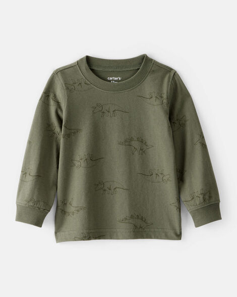 baby boy dinosaur print long-sleeve tee - green