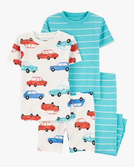 Product image 1 of Baby 4-Piece Striped Car 100% Snug Fit Cotton Pajamas