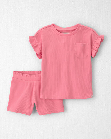 Toddler Girl 2-Piece Organic Cotton Waffle Knit Top & Short Set