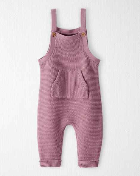 Baby Girl Organic Cotton Sweater Knit Overalls