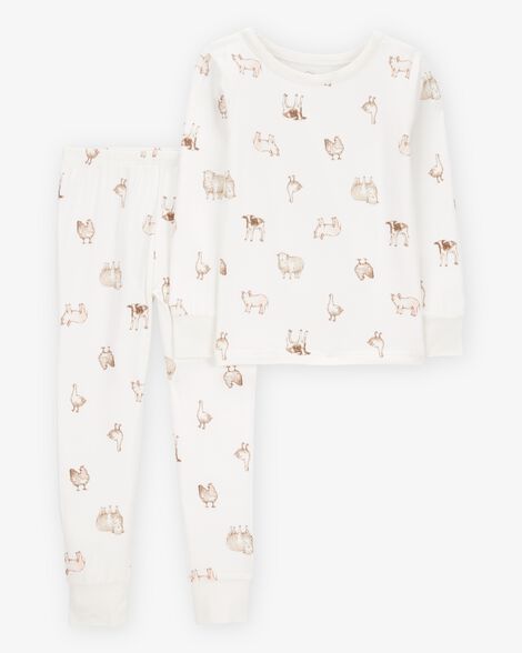  Product image 1 of Toddler Farm Animals Print PurelySoft 2-Piece Pajamas - Ivory