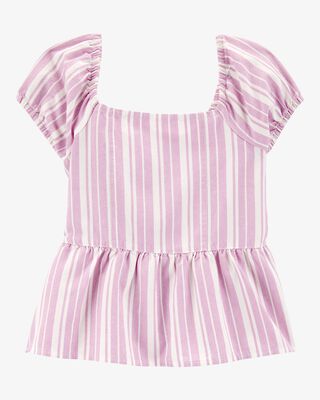 Product image 1 of Kid Striped Peplum Top - Pink