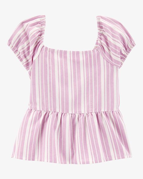 Product image 1 of Kid Striped Peplum Top - Pink