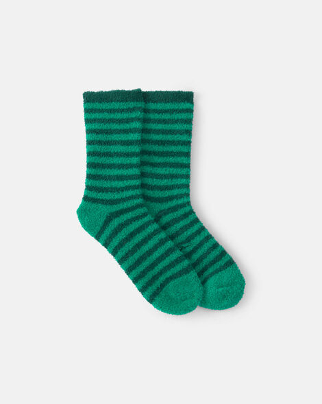 kids striped christmas cozy socks - green