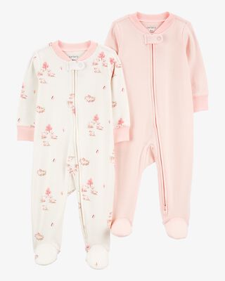 Product image 1 of Baby 2-Pack 2-Way Zip Cotton Sleep & Play Pajamas