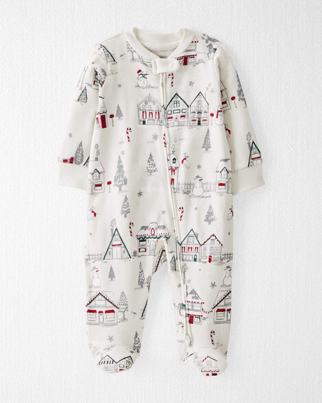 Baby Organic Cotton Sleep & Play Pajamas in Winter Village