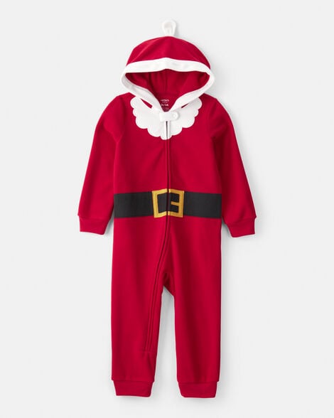  Product image 1 of Toddler Santa Hooded Loose Fit Long-Sleeve 1-Piece Pajamas - Red