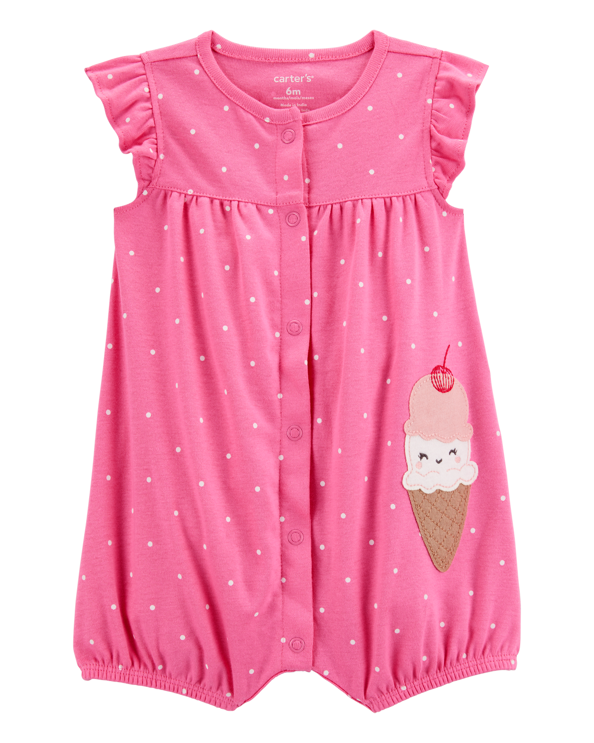 carter's Baby Girl Ice Cream Short-Sleeve Cotton Romper - Pink