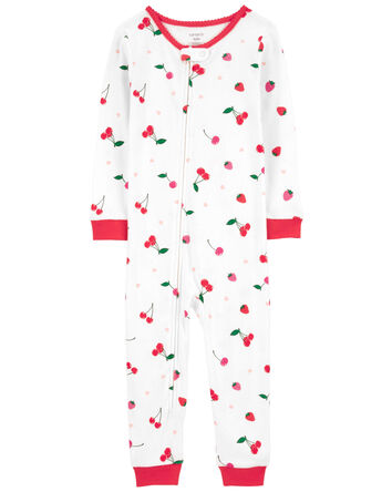 Toddler 1-Piece Cherry Print 100% Snug Fit Cotton Footless Pajamas