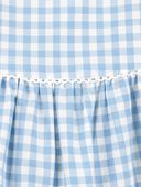 Blue - Toddler Girl Gingham Short-Sleeve Dress - Blue, Selected