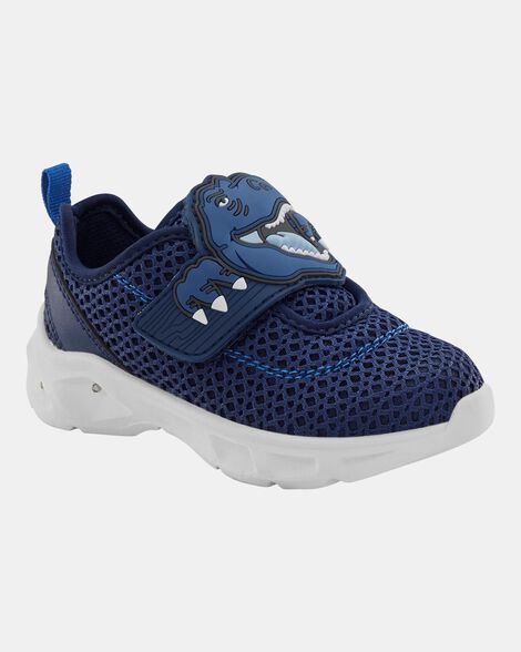 toddler dinosaur light-up athletic sneakers - navy