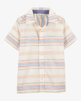 Product image 1 of Kid Short-Sleeve Stripe Button-Down Shirt - Cream