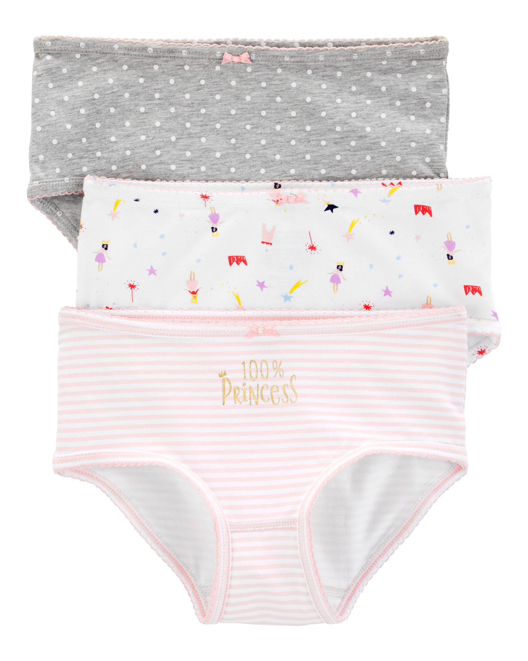 3-Pack Princess Print Brief Cotton Underwear