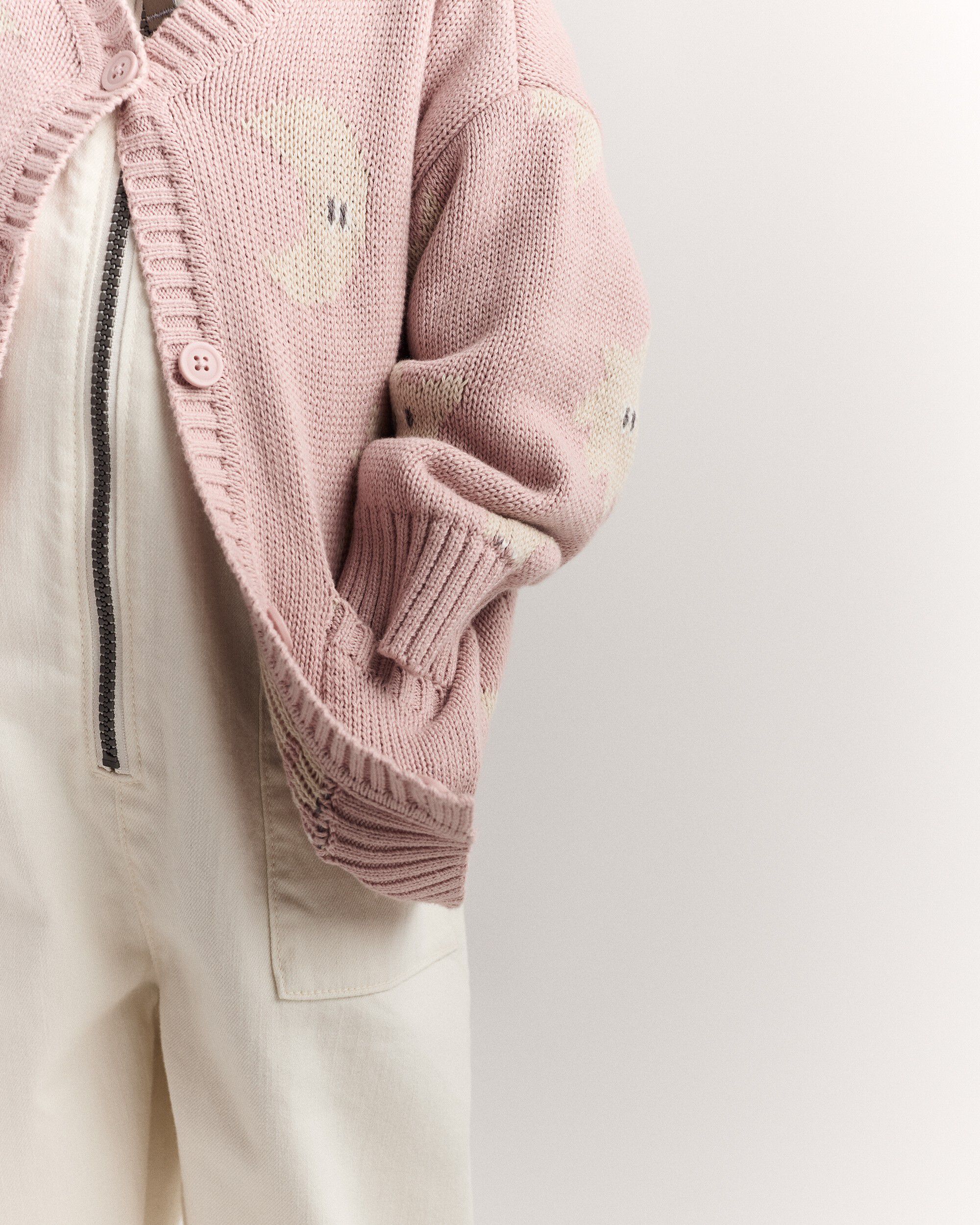 Toddler Girl Star & Moon Pocket Cardigan - Light Pink