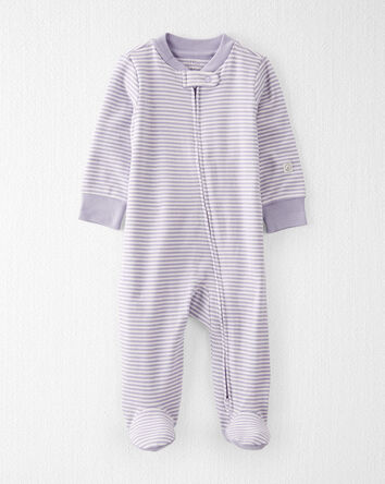 Baby  Organic Cotton Striped Sleep & Play Pajamas 
