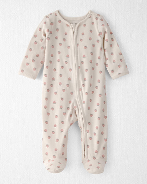 Baby Girl Organic Cotton Sleep & Play Pajama in Strawberry