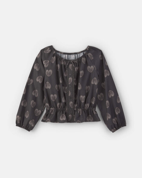 Girls Heart Long-Sleeve Top - Black