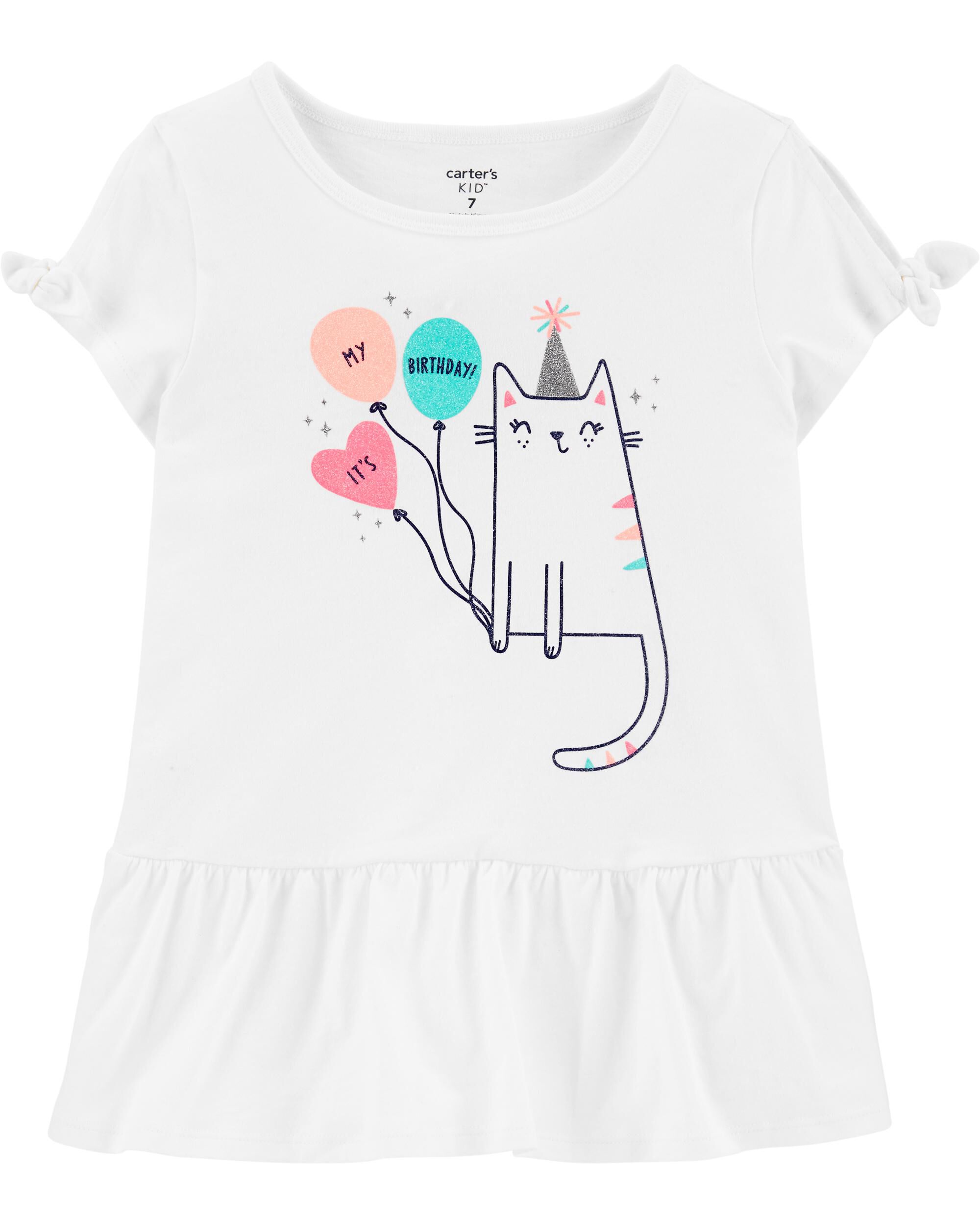 *DOORBUSTER* Glitter Birthday Cat Peplum Top