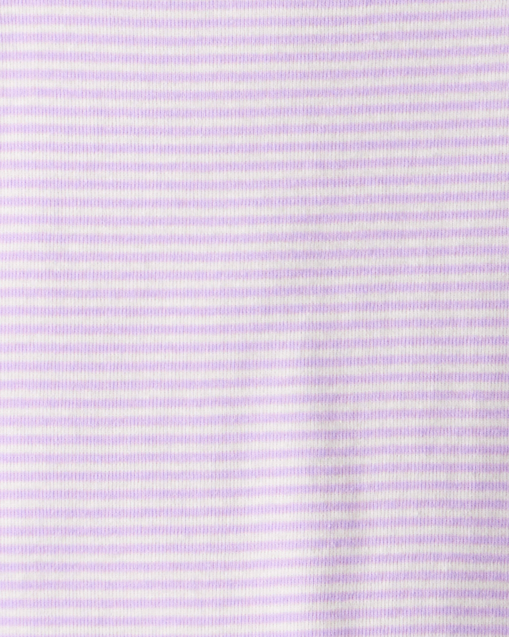 Baby Girl Space Star Print 100% Cotton Long-Sleeve Snug Fit 4-Piece Pajamas - White/Purple