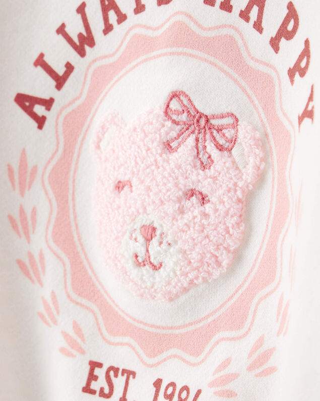 Product image 2 of Toddler Girl Bear Short-Sleeve Fashion Top - White