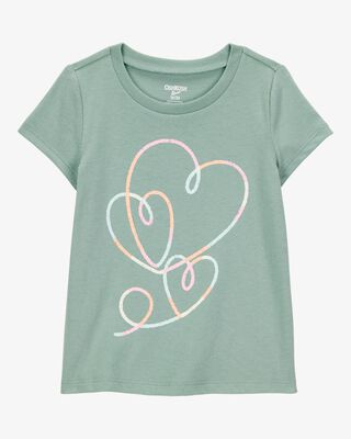 Product image 1 of Toddler Heart-Print Short-Sleeve Graphic Tee - Green