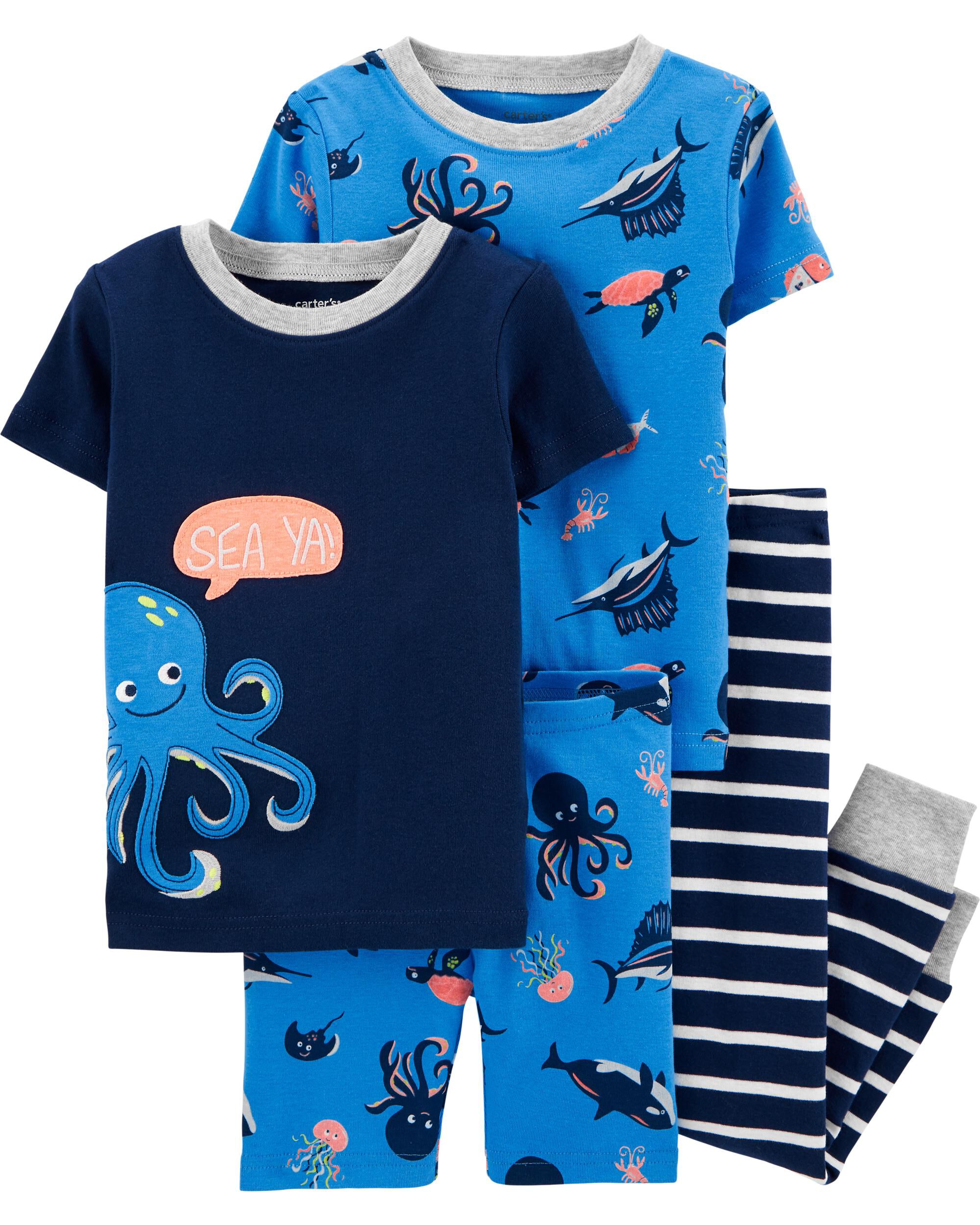 Carters Infant /& Toddler Girls Sea Life Octopus Pajamas Whale Fish Sleep Set