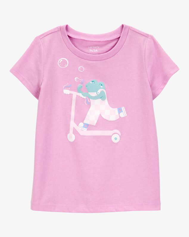 Product image 1 of Toddler Girl Scooter Frog Short-Sleeve Graphic Tee - Pink