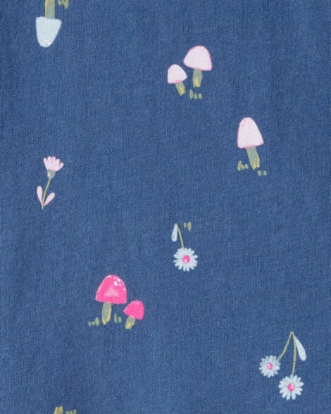 Toddler Girl Floral Cotton Long-Sleeve Top - Blue